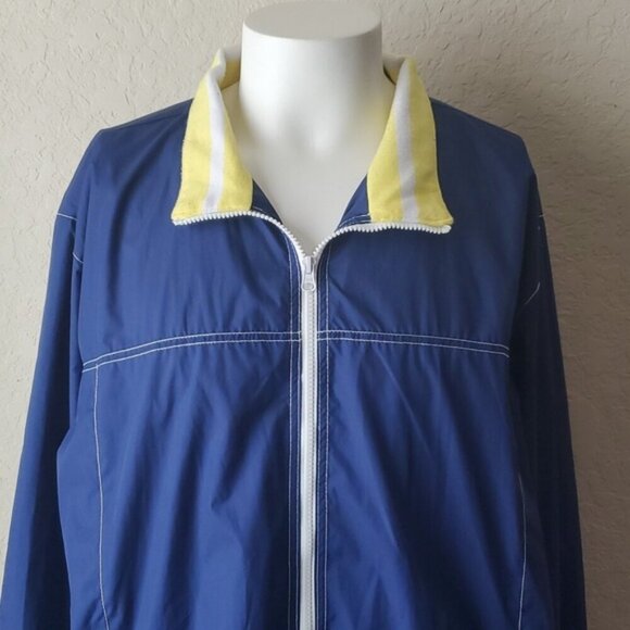 IZOD XXL Blue zip-up windbreaker with yellow neck - Picture 2 of 7